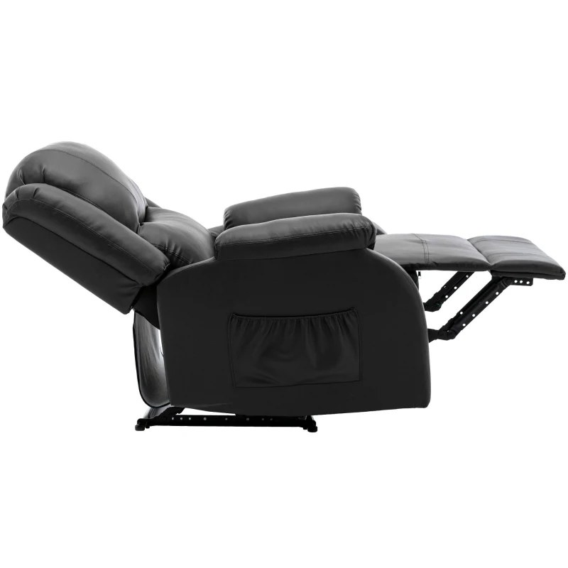 Poltrona letto relax regolabile manualmente con poggiapiedi, in metallo, 80x90x100 cm, Nero