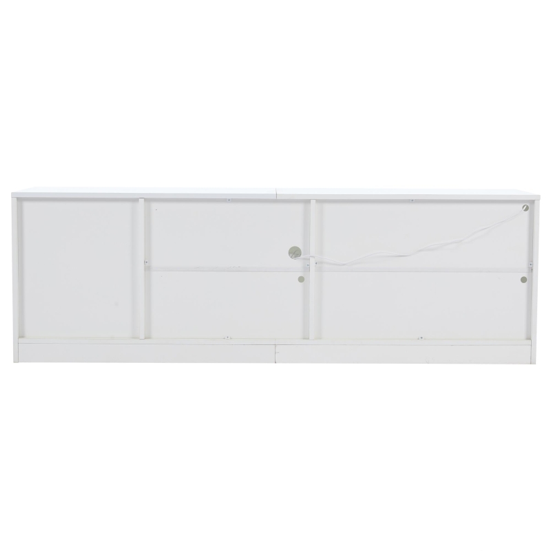 Mobile TV basso, illuminazione ambientale a LED, 2 cassetti, per soggiorno e camera da letto, 160L x 40P x 52A cm, Bianco