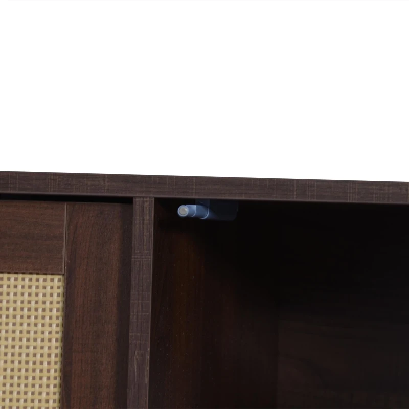 Mobile TV basso con ante in rattan, 3 ante e 2 cassetti, 190x40x52 cm, Marrone