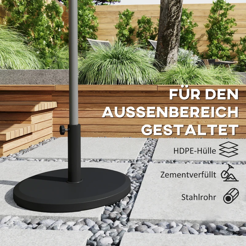 Outsunny Sonnenschirmständer aus Zement 13kg Rund Schirmständer für Sonnenschirm 34mm/38mm/48mm Rohrdurchmesser, Schwarz