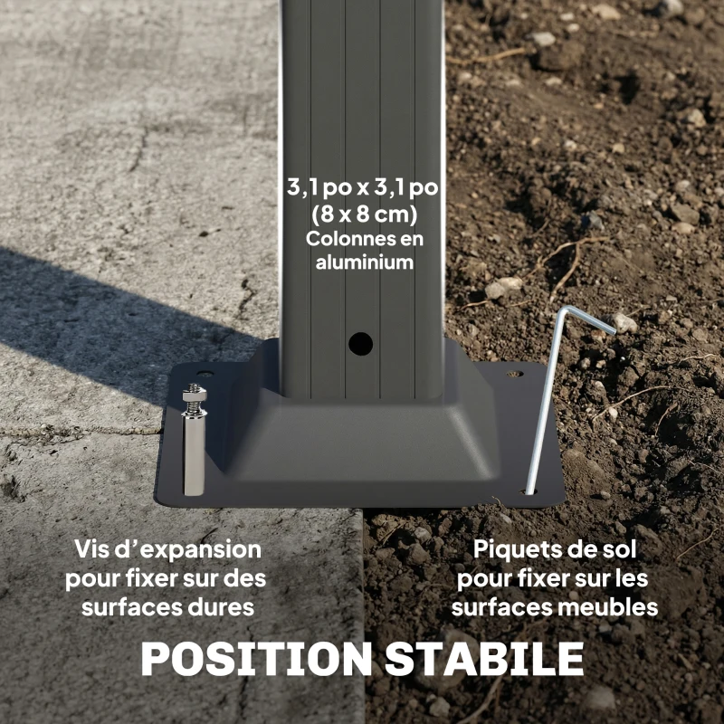 Outsunny Pergola Tonnelle de Jardin avec Toit à Lames Orientables 0-90° Grande Capacité 11 Personnes UV50+ 572x298x220cm Gris