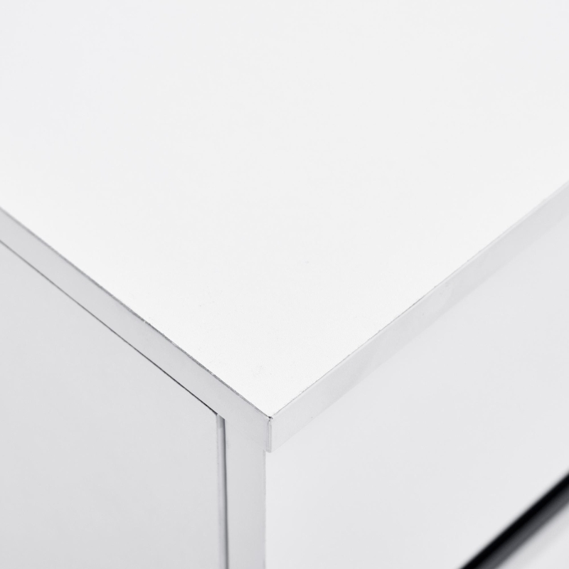 Madia laccata lucida, 4 cassetti, 2 ante con ripiani regolabili, 160x40x68 cm, Bianco