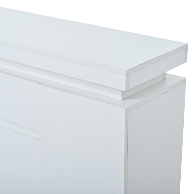 Mobile credenza a LED con 2 cassetti e 4 ante, 140x35x72.5 cm, Bianco