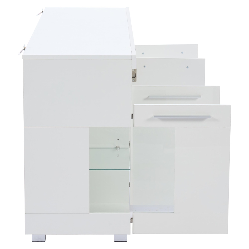 Madia per soggiorno, vano di appoggio semi-aperto, 140L x 40P x 70A cm, Bianco