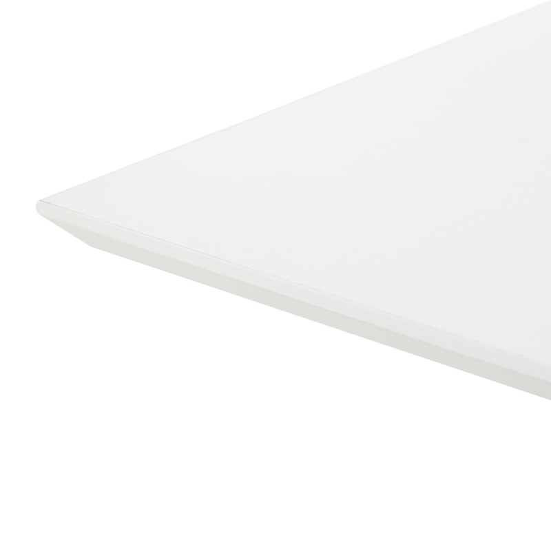 Tavolino da salotto a V con striscia LED e piano lucido, in truciolato, 100x50x46 cm, Bianco
