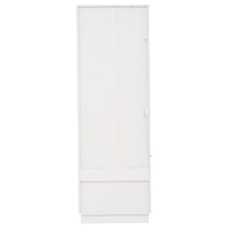 Vetrina LED con porta in acrilico, 5 ripiani in vetro, 60x40x180 cm, Bianco