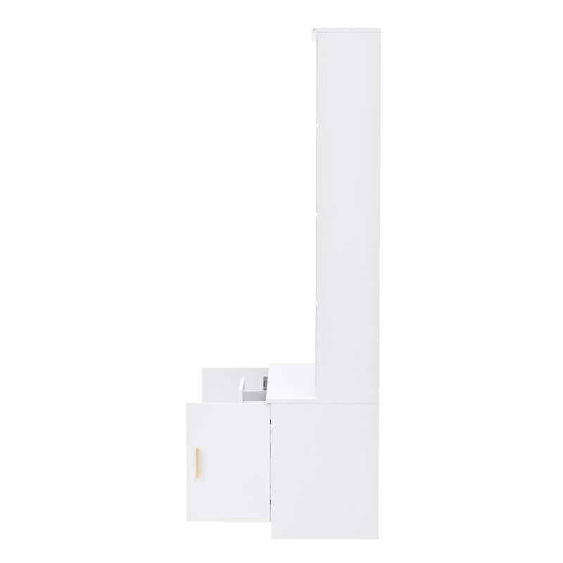 Mobile da ingresso multiuso con specchio e scarpiera, 2 cassetti e 2 ante, 90x40x180 cm, Bianco