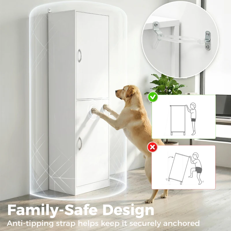 HOMCOM 180 cm hoge boekenkast, moderne kast met 5 niveaus en verstelbare planken, vrijstaande opbergkast, wit