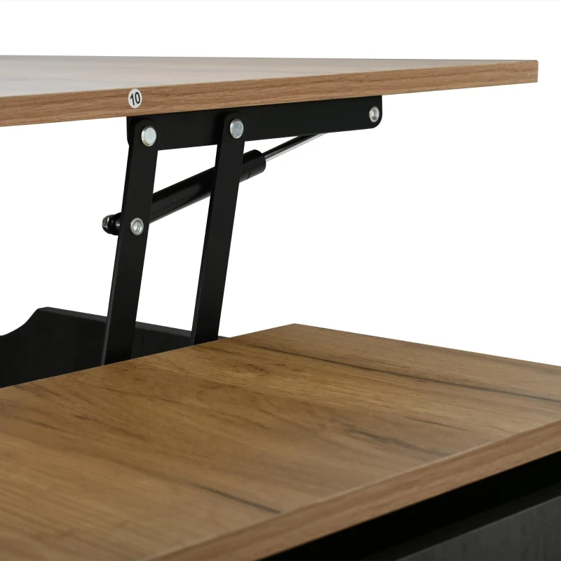 Tavolino da salotto regolabile in altezza con spazio a scomparsa, 109.5x59.7x43 cm, Grigio e Marrone