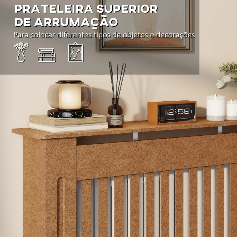 HOMCOM Cobertura Radiador Moderna de MDF com Prateleira Superior para Sala de Estar Dormitório Escritório 112x19x81cm Madeira