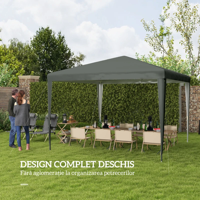 Pavilion Outsunny de Grădină 3x3 m Portabil cu Acoperire Anti UV, Gri