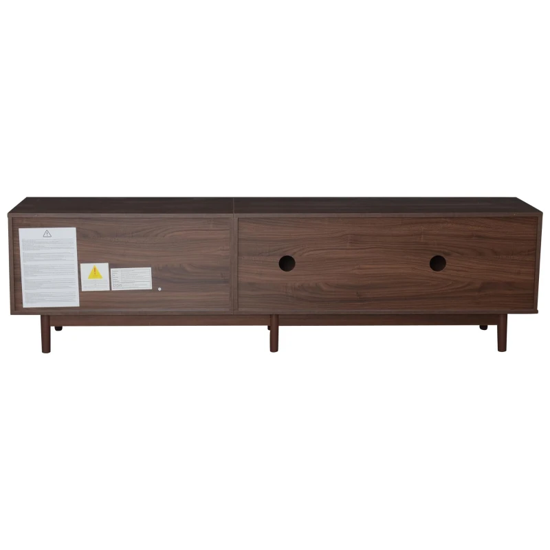 Mobile TV basso con ante in rattan, 3 ante e 2 cassetti, 190x40x52 cm, Marrone