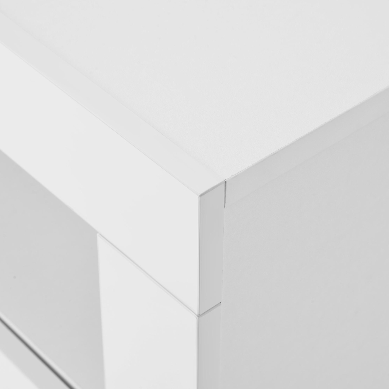 Madia vetrina laccata lucida, tre ante e ripiani regolabili, 130x35x95 cm, Bianco