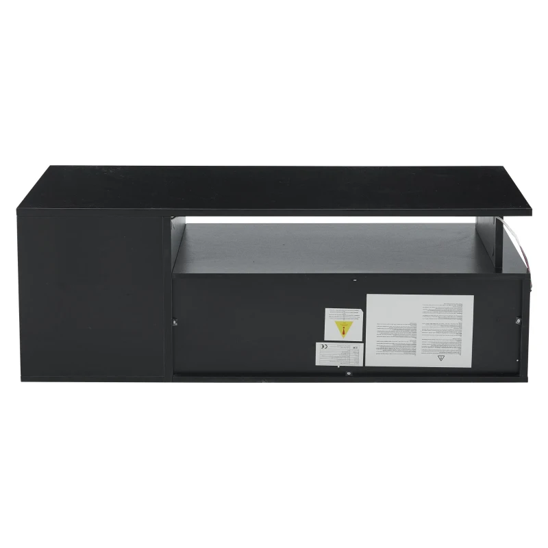 Tavolino da salotto a LED a 2 cassetti con ripiani semiaperti, 100x50x35 cm, Nero