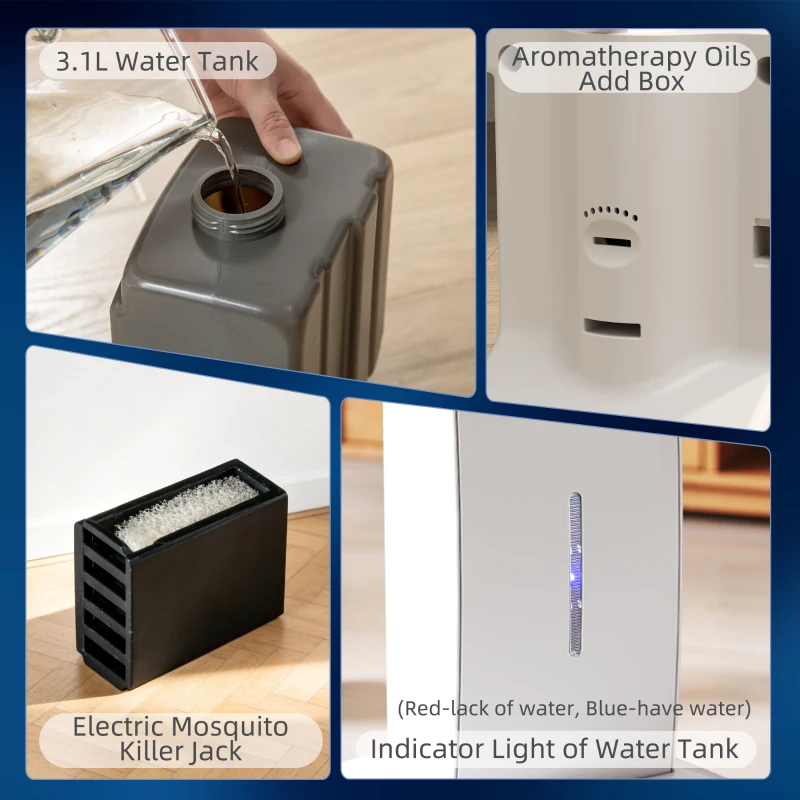 HOMCOM 135cm Pedestal Fan with Water Mist Spray Humidifying Misting Fan, White