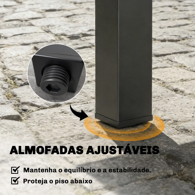 Outsunny Mesa de Jantar Exterior Extensível 80/160 cm para 4-6 Pessoas de Alumínio com Tampo de Ripas Efeito Madeira Preto