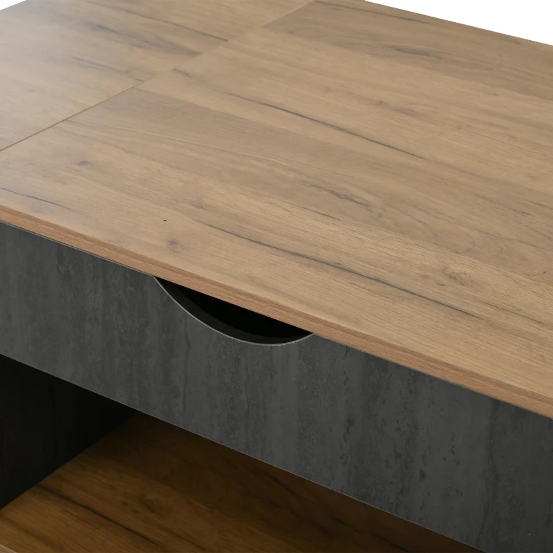 Tavolino da salotto regolabile in altezza con spazio a scomparsa, 109.5x59.7x43 cm, Grigio e Marrone