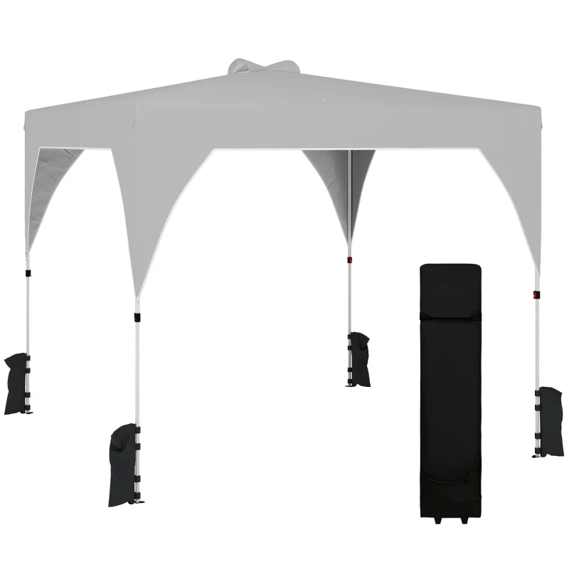 Outsunny Tenda Dobrável 3x3 m Pop-up Tenda de Jardim com Bloqueio Central UPF50+ Altura Ajustável 3 Níveis Bolsa de Transporte Cinza