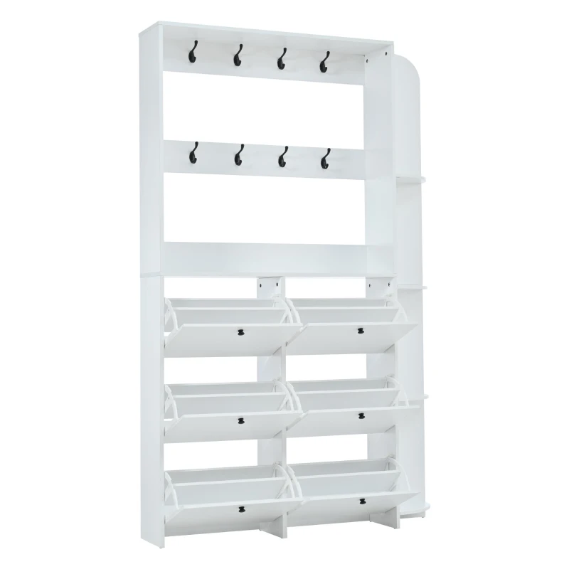 Mobile appendiabiti 3 in 1 con scarpiera, 120x24x200 cm, Bianco