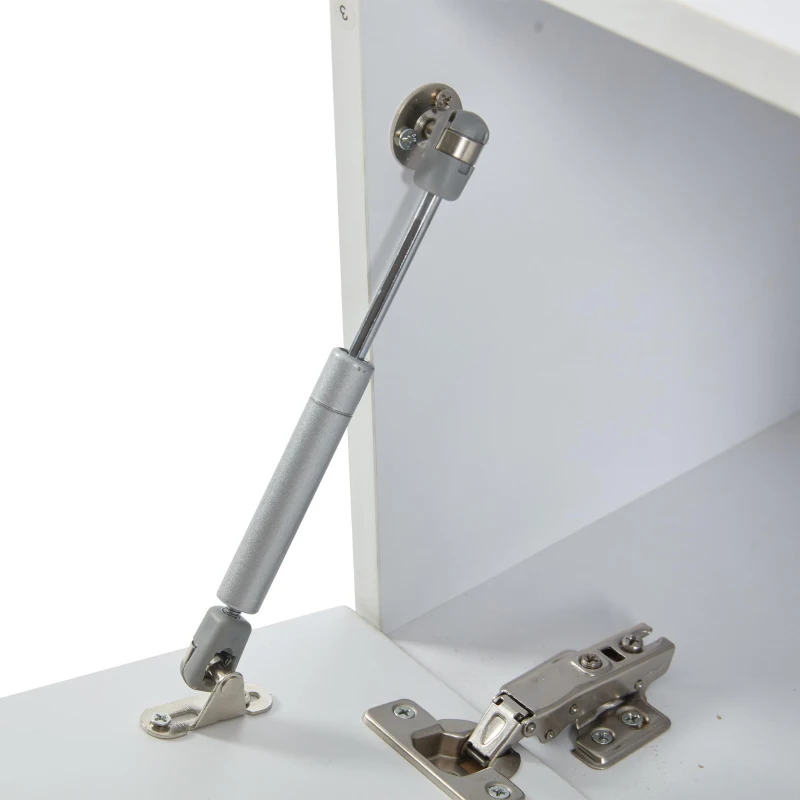 Mobile TV montato a parete con striscia LED, design sospeso, 180x35x30 cm, Bianco