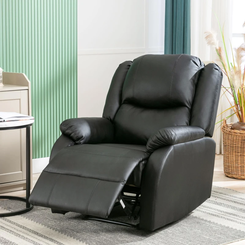 Poltrona letto relax regolabile manualmente con poggiapiedi, in metallo, 80x90x100 cm, Nero