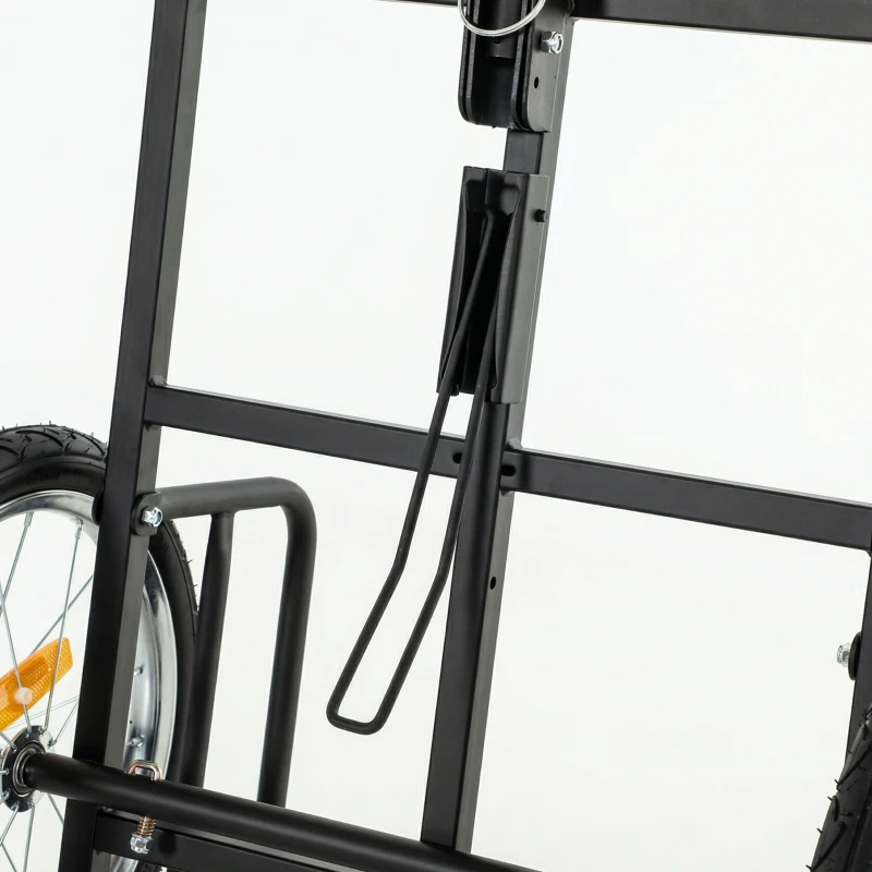 SPORTNOW Reboque para Bicicleta de Carga 40 kg Carrinho de Mão de Aço com Bandeira Vermelha Rodas de 16 Polegadas 145x60x42 cm Preto