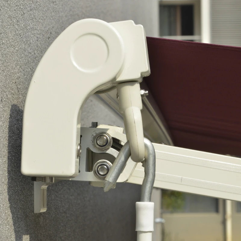 Outsunny 3 x 2.5m Manual Retractable Awning for Patio 45-75° Sun Canopy with Waterproof Fabric - Wine Red