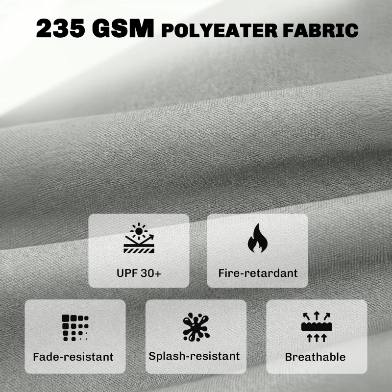 Outsunny Outdoor Bistro Chair Cushions Set of 4 with Removable Cover, 41 x 41 x 5 cm Round Seat Cushions with Ties, Light Grey