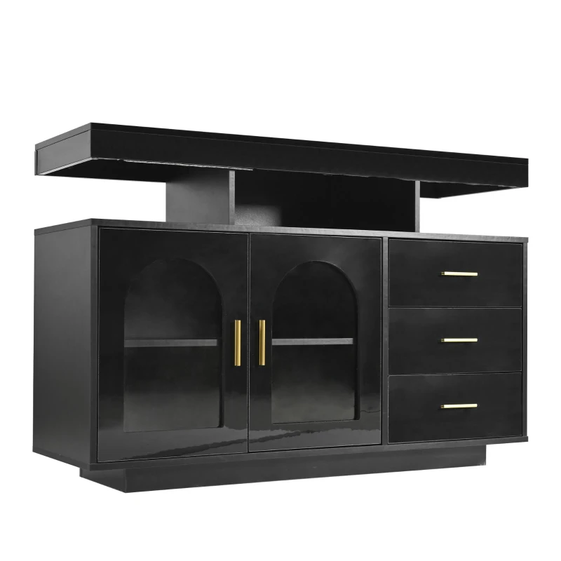 Madia LED con illuminazione RGB, 3 cassetti, 120x40x80 cm, Nero