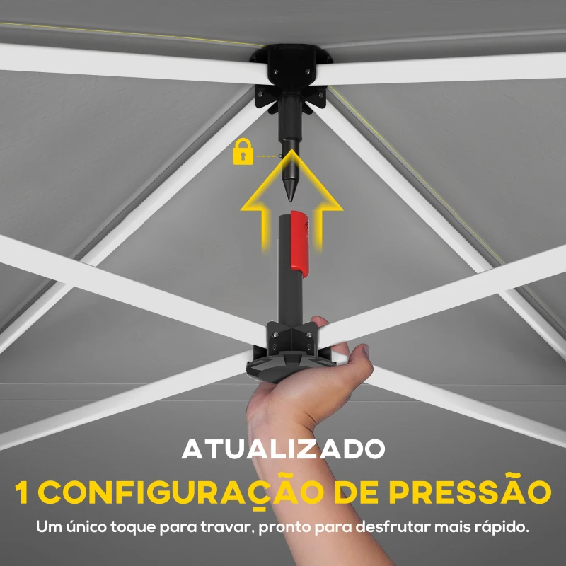 Outsunny Tenda Dobrável 3x3 m Pop-up com UPF 50+, 4 Laterais Removíveis, Altura Ajustável e Bolsa de Transporte, Branco