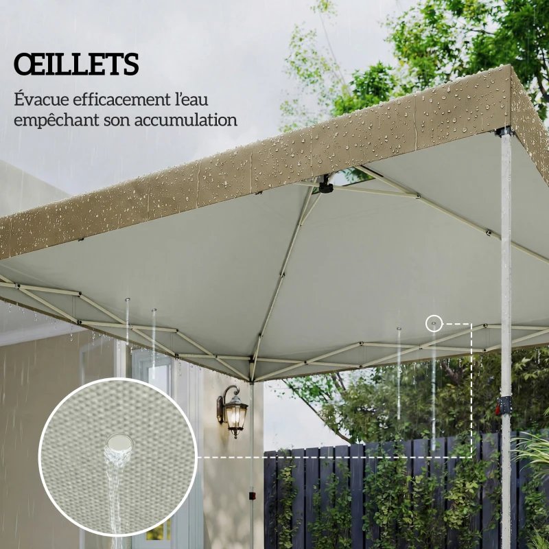 Outsunny Toile de Rechange pour Tonnelle 3 x 3 m UV50+ Imperméable avec 8 Trous de Drainage 3 x 3 m, crème
