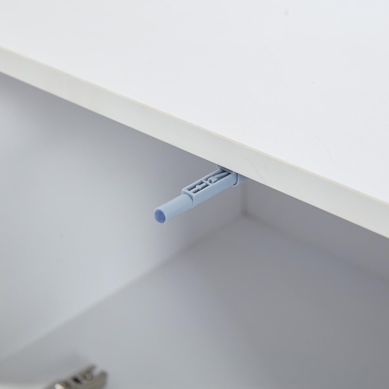 Mobile TV montato a parete con striscia LED, design sospeso, 180x35x30 cm, Bianco