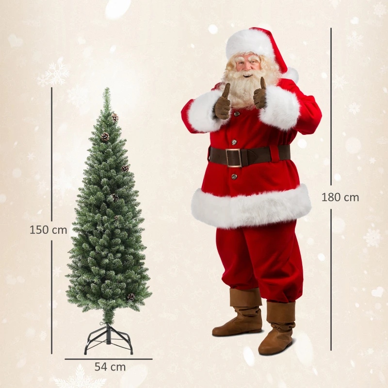 HOMCOM Árvore de Natal 150 cm Árvore de Natal Artificial com 395 Ramos e Suporte de Metal Árvore de Natal para Interior Verde
