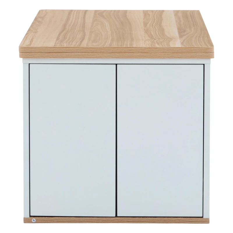 Tavolino multifunzione 2 in 1 regolabile in altezza con piano ribaltabile e vano portaoggetti, 100x51x47 cm, Bianco