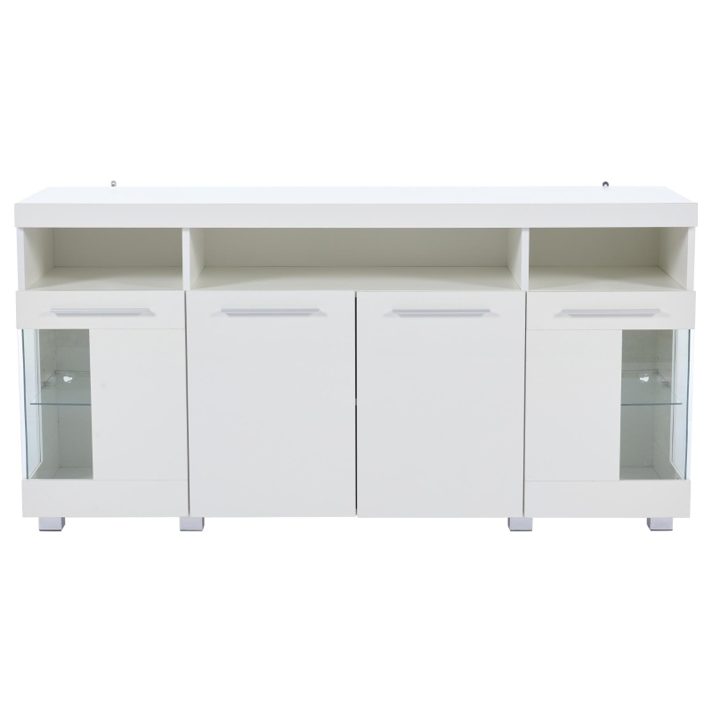 Madia per soggiorno, vano di appoggio semi-aperto, 140L x 40P x 70A cm, Bianco