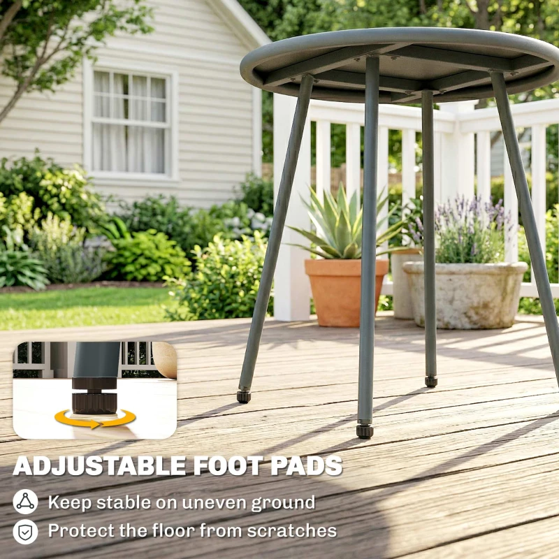 Outsunny 3 Piece Rattan Bistro Set, Outdoor Garden Furniture Set with 2 Chairs, Round Coffee Table for Patio, Balcony, Dark Grey