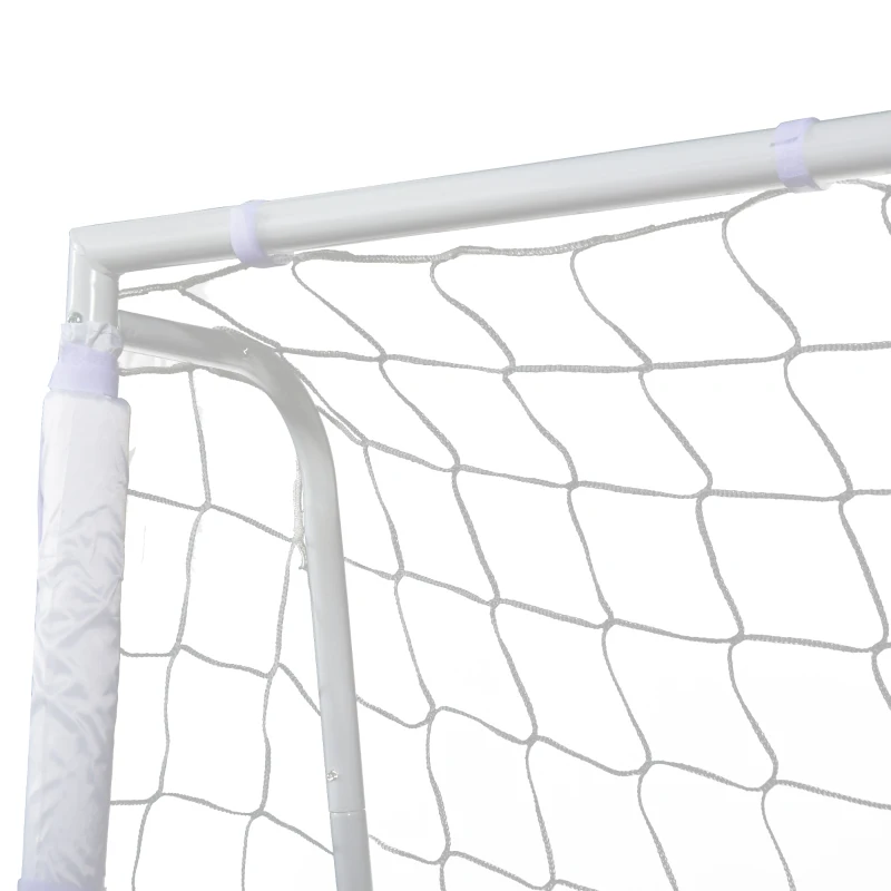 HOMCOM Conjunto de 2 Balizas de Futebol com Suporte de Metal e Rede para Treino 186x62x123 cm Branco