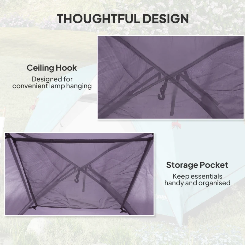 Outsunny 3-4 Person Camping Tent, Easy Set Up 3-4 Man Tent w/ Sewn-in Groundsheet, Waterproof Dome Tent w/ Mesh Windows