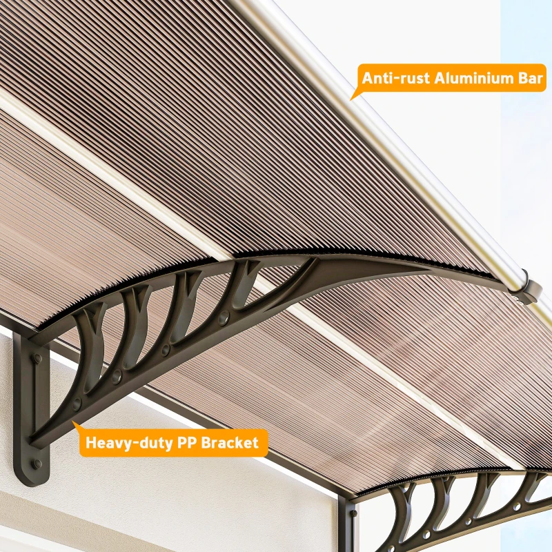 Outsunny Front Door Canopy, Outdoor Awning, Rain Shelter, 303 x 96cm , Brown
