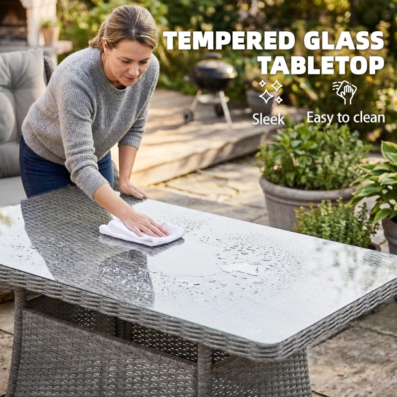 Outsunny 5 Seater Rattan Garden Furniture Set with Sofa, Reclining Chairs, Table, Patio Rattan Furniture Sofa Sets, Grey