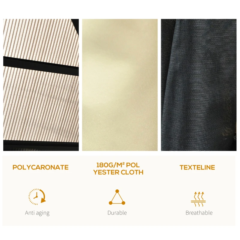 Outsunny Gazebo da Giardino in Alluminio con Tetto in PC, 430x360x265 cm