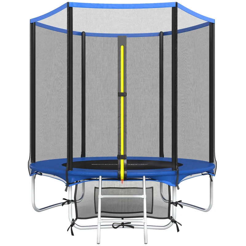 SPORTNOW Outdoor-Trampolin Ø183 cm Trampolin für Kinder ab 6 Jahren und Erwachsene mit Sicherheitsnetz 2-stufige Leiter Blau