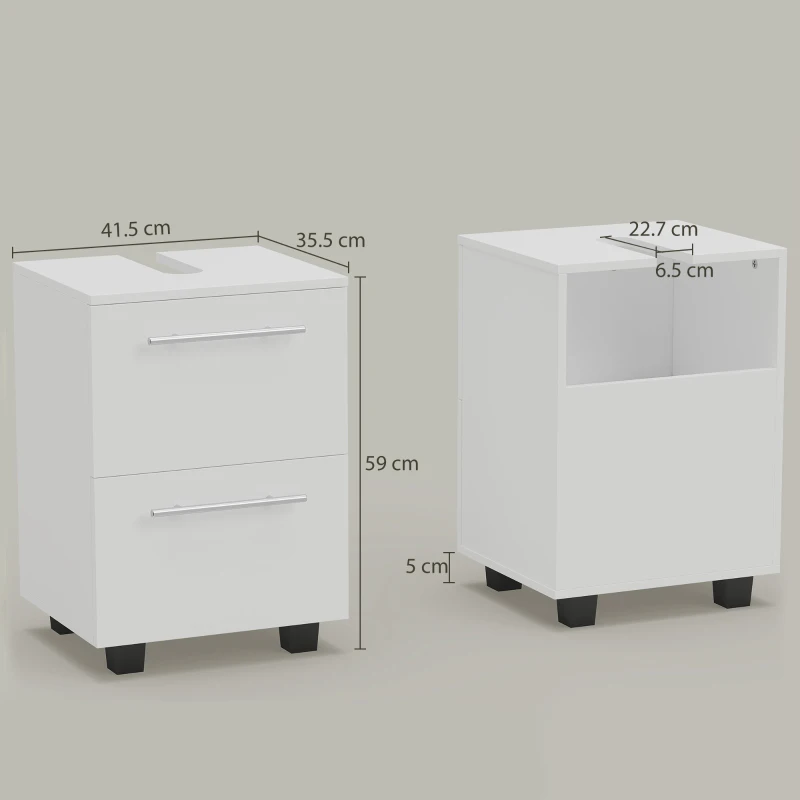 HOMCOM Mobile Sottolavabo Bagno con Cassetto e Armadietto, in Legno, 41.5x35.5x59 cm, Bianco