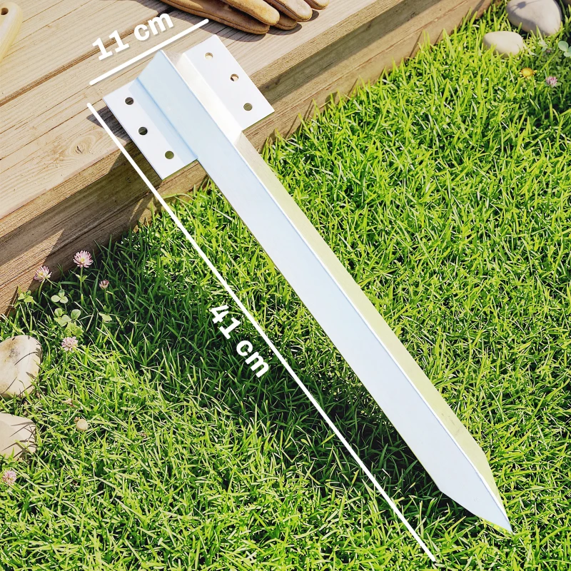 Outsunny 20 Pack Railway Sleeper Brackets, 41 cm Heavy Duty Galvanised Steel Sleeper Stakes with Screws and Gloves