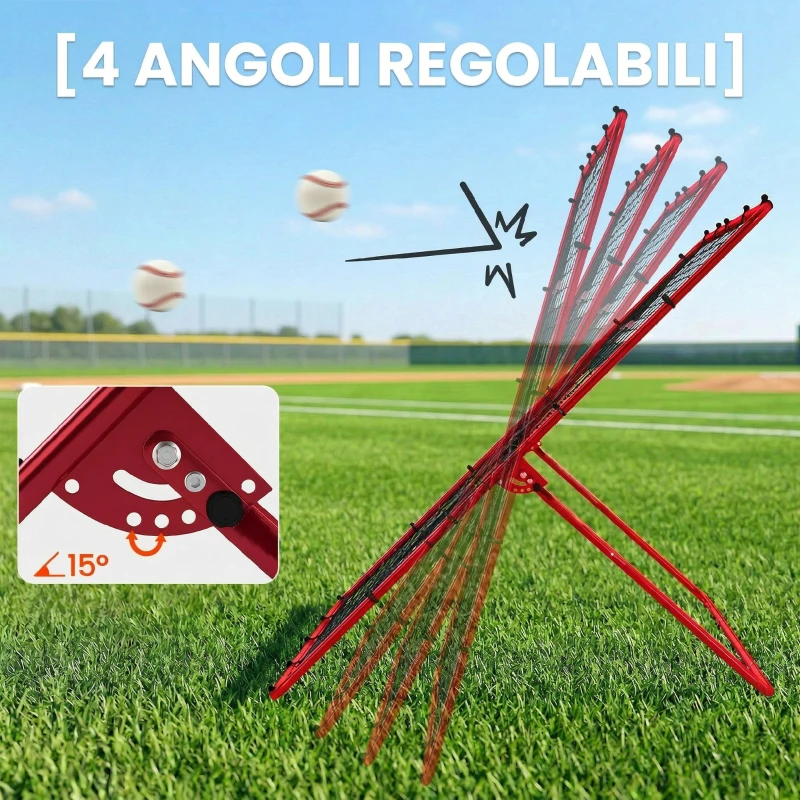 SPORTNOW rete da rimbalzo portatile per baseball con 4 angolazioni regolabili.