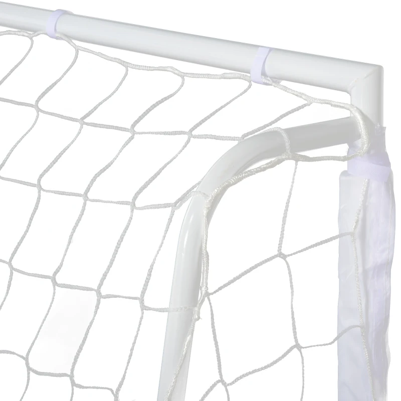 HOMCOM Conjunto de 2 Balizas de Futebol com Suporte de Metal e Rede para Treino 186x62x123 cm Branco