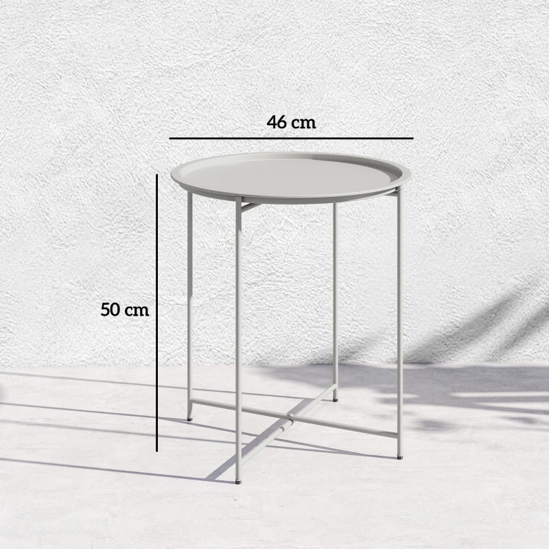Outsunny Steel Removable Tray Top Garden Table - White