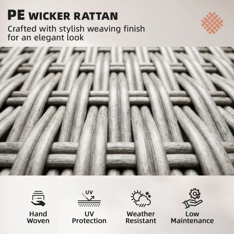 Outsunny 5 Seater Rattan Garden Furniture Set with Sofa, Reclining Chairs, Table, Patio Rattan Furniture Sofa Sets, Grey