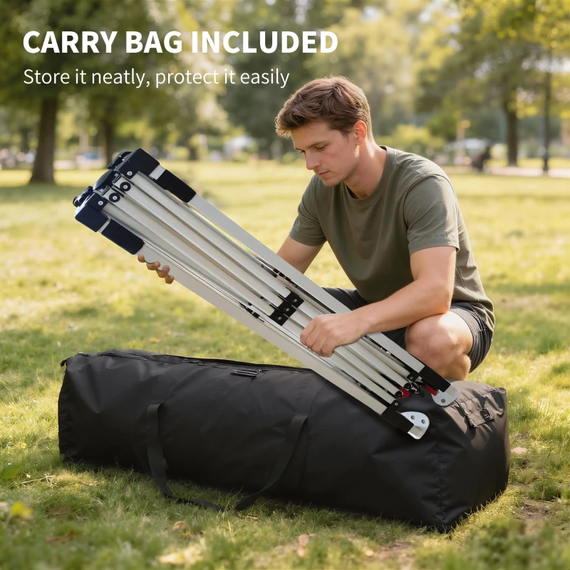 Outsunny 3 x 3 m Pop Up Gazebo with Wheels, UPF50+ One-Touch Outdoor Garden Party Tent Marquee Wedding Awning Canopy, Dark Grey