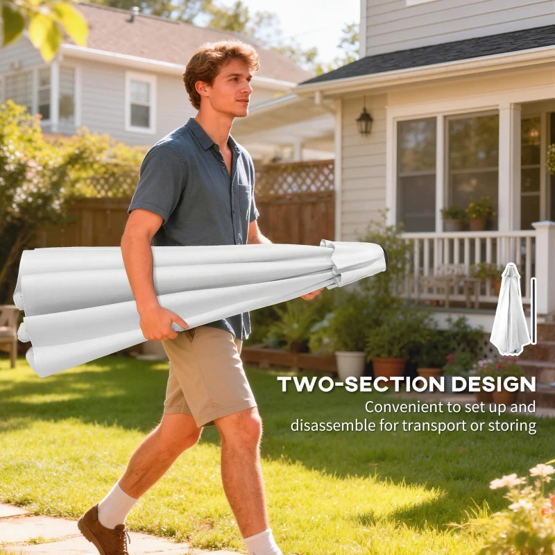 Outsunny 3 m Garden Parasol with Tilt Mechanism & Crank Handle, UPF 30+ Patio Umbrella Outdoor Table Umbrella, Cream White